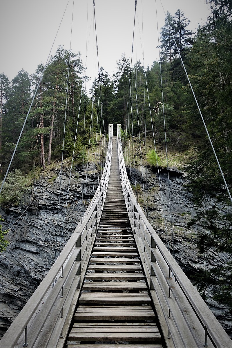Footbridge across a mini-gorge