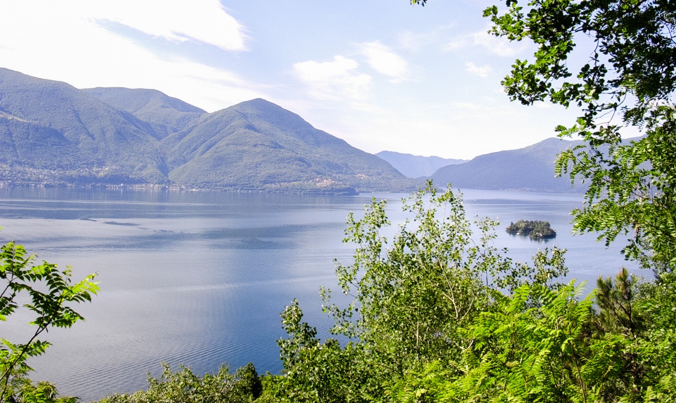 Views across Lago Maggiore to Isola Brissago