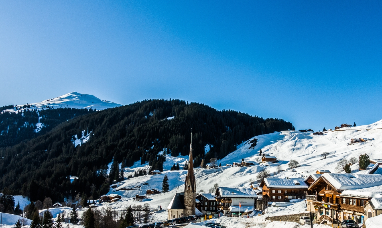 Looking back at the village of Sankt Antonien