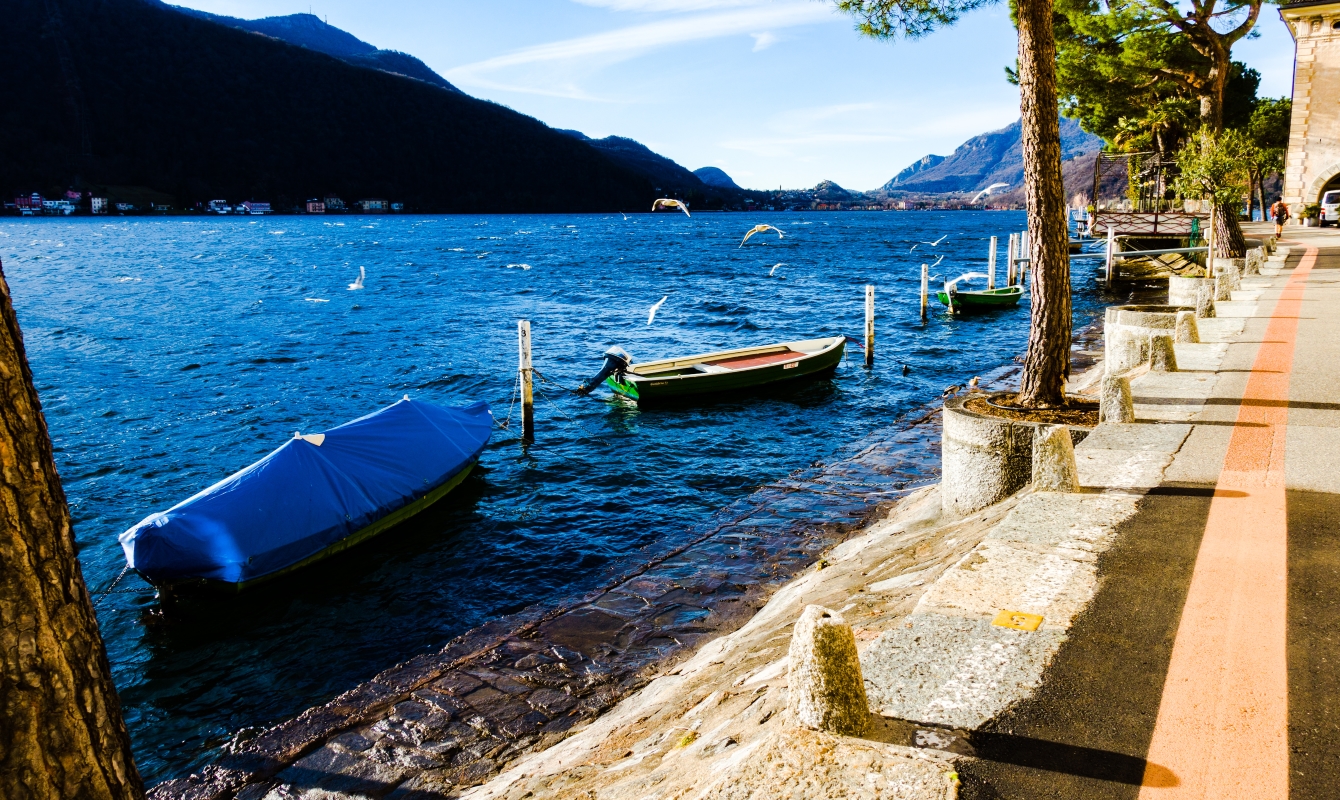 Lake Lugano at Morcote, southern Switzerland