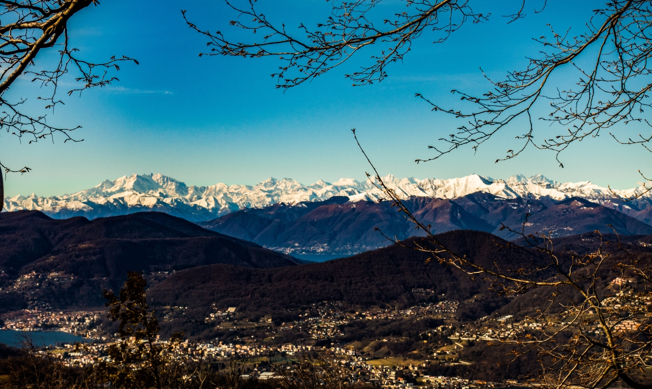 Views towards the Monta Rosa massif from San Salvatore, Lugano, southern Switzerland