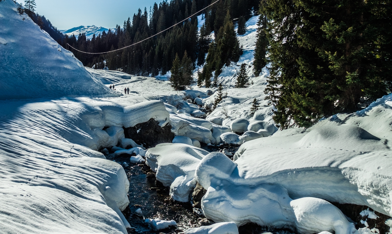 The little Schanialebach river near Partnun wearing its winter wearing clothes