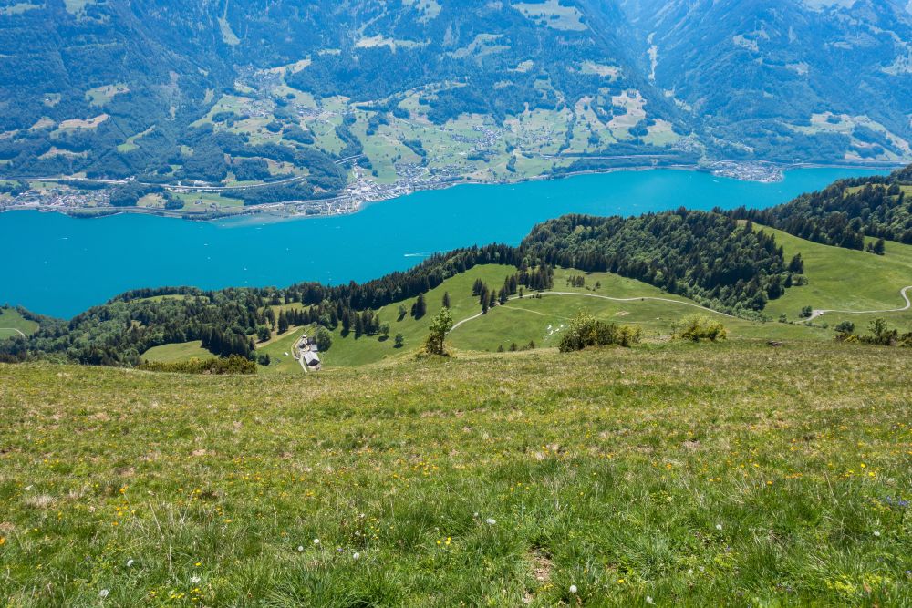 A steep descent to the road above Walensee