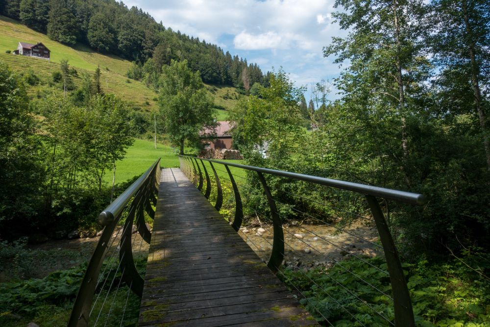 Crossing the Weissbachtobel stream