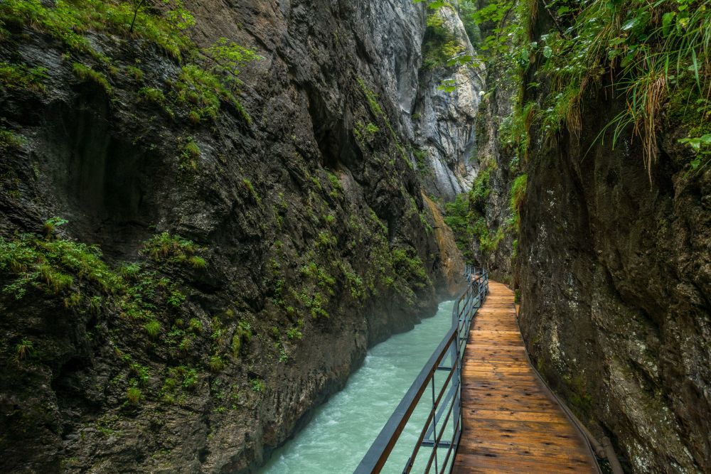 The wooden path leading through the Aare gorge